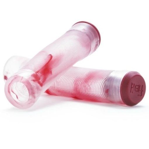 Fiend Team Flangeless BMX Grips - Clear/Red